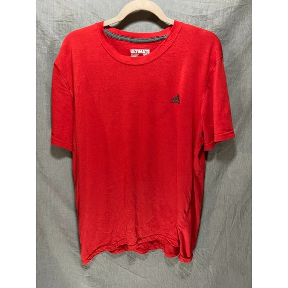 Adidas Shirt Adult Extra Large Red Spell Out Logo Pullover Short Sleeve Tee Mens - Picture 1 of 9